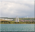 View north across Tipner Lake to the naval radars on Ports Down