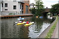 Canoeists near Kingsland Bridge, Regents Canal