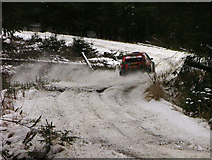 NY7599 : Rally car in the depths of Kielder Forest by Steven Brown