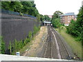 View from footbridge towards the railway station