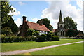 TQ1949 : Brockham Green, Surrey: old cottages by All Saints Church by Dr Neil Clifton