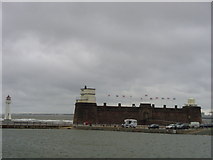 SJ3194 : Fort Perch Rock and lighthouse by Peter Worrell