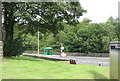 The north and south bus stops on the A470 at Llanelltyd