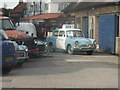 Classic Vehicles parked at Aidensfield Garage, Goathland, North Yorkshire Moors.