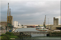 SO6702 : The New Dock and low level bridge at Sharpness by Sharon Loxton