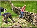 Demonstration of dry-stone walling at Reeth Show