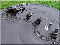 SJ6452 : Sculpture Plaque, Shropshire Union Canal, Nantwich by Roger  D Kidd