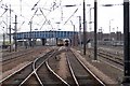 Two trains approaching Doncaster