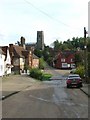 Water splash and church Kersey