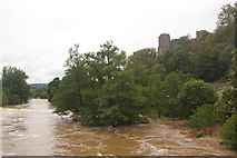 SO5074 : River Teme upstream from Dinham Bridge, at the height of the July 2007 floods by Ian Capper