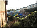 Goods yard between new offices and housing development at Bastins Close