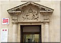 The pediment of the Post Office doorway, Quay Street. Haverfordwest