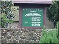 The notice board for the parish Church of St Nicholas