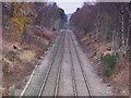 The Newcastle to Carlisle railway line at West Morralee (looking east)