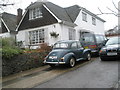 Morris Minor on driveway in Barncroft Way