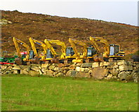 J3422 : Five yellow diggers by Mr Don't Waste Money Buying Geograph Images On eBay