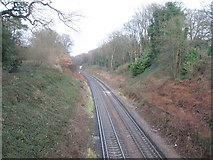 SU9033 : Railway line running north west towards Witley by Basher Eyre