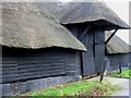 Detail on thatched barn near Wingham Barton Manor