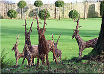 SO8687 : Canalside Deer Sculptures, Ashwood, Staffordshire by Roger  D Kidd