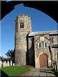 TG2312 : St Margaret's Church - porch and tower by Evelyn Simak