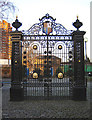 TQ2677 : Cremorne Gardens gates - Lots Road, SW10 by Phillip Perry