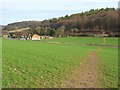 Farmland, footpath, woodland, houses and road, West Wycombe