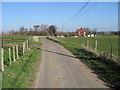 View along road towards Lower Rowling Farm Cottages