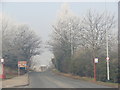 The A639 entering Pontefract on a misty, frosty morning