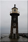 NZ9011 : Lighthouse, end of east pier, Whitby by N Chadwick