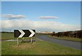 Bend sign on the B5423 near Oldcotes