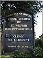 Parish Church of St Wilfrid, Pool-in-Wharfedale, Sign