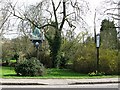 Ashdon Village sign in landscaped grounds