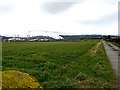 Faceby Lodge Farm road, snow covered moorland beyond