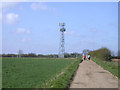 TL4647 : Radio mast by Triplow Bridleway by Keith Edkins
