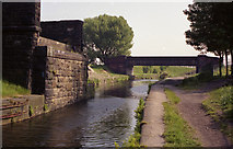 SD7807 : Abutments of old railway bridge, Manchester Bolton and Bury Canal by Dr Neil Clifton