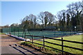 SO6824 : Aston Ingham tennis club in April with sand bags by Roger Davies