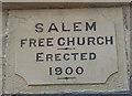 Date stone, Salem Free Church, Berry Hill