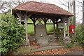 Memorial fountain and post box at Bettws Newydd