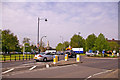 Roundabout and junction of Cannon Hill, Southgate, London N14