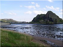 NS3974 : River Leven passes Dumbarton Rock by Stephen Sweeney