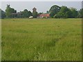 Meadow, farm buildings and water-tower, Holyport