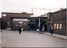 SJ8989 : Stockport station - main entrance by Peter Whatley