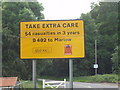 "Take extra care" sign with number of casualties