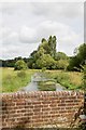 River Itchen flowing away from bridge on minor road to Spring Gardens