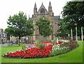 Flowers next to the cathedral