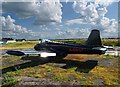 Jet trainer tucked away in the corner of Sandtoft Airfield