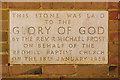 Foundation stone for Merstham Baptist Church