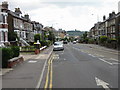 View along the B2011 Folkestone Road towards Dover