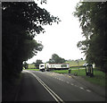 A feedstuff lorry joins the A 5025 from the Rhoscefnhir road