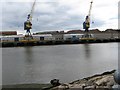 NZ4057 : River Wear dock cranes by trevor willis